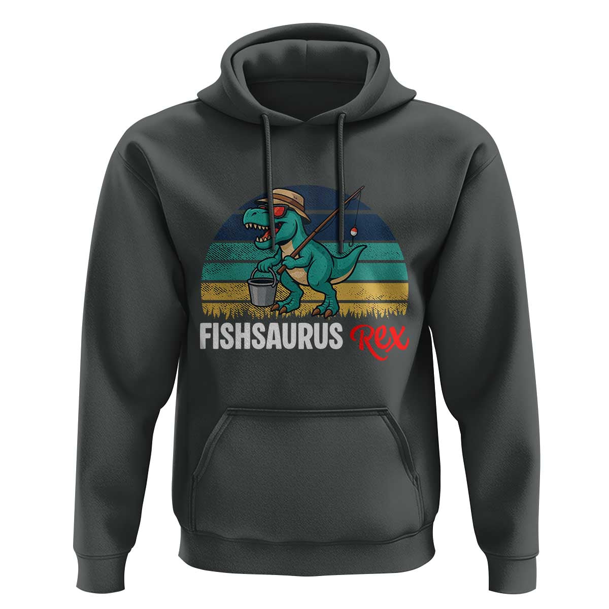 Funny Dinosaur Hoodie Fishsaurus Rex Fishing Lover - Wonder Print Shop