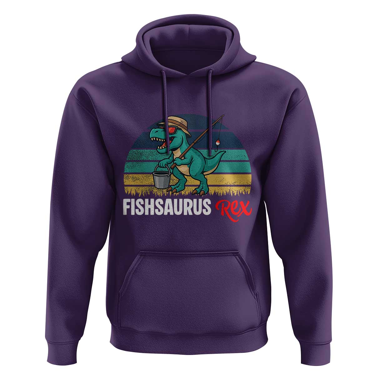 Funny Dinosaur Hoodie Fishsaurus Rex Fishing Lover - Wonder Print Shop
