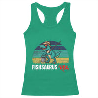 Funny Dinosaur Racerback Tank Top Fishsaurus Rex Fishing Lover - Wonder Print Shop