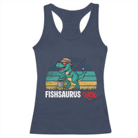 Funny Dinosaur Racerback Tank Top Fishsaurus Rex Fishing Lover - Wonder Print Shop