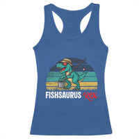 Funny Dinosaur Racerback Tank Top Fishsaurus Rex Fishing Lover - Wonder Print Shop