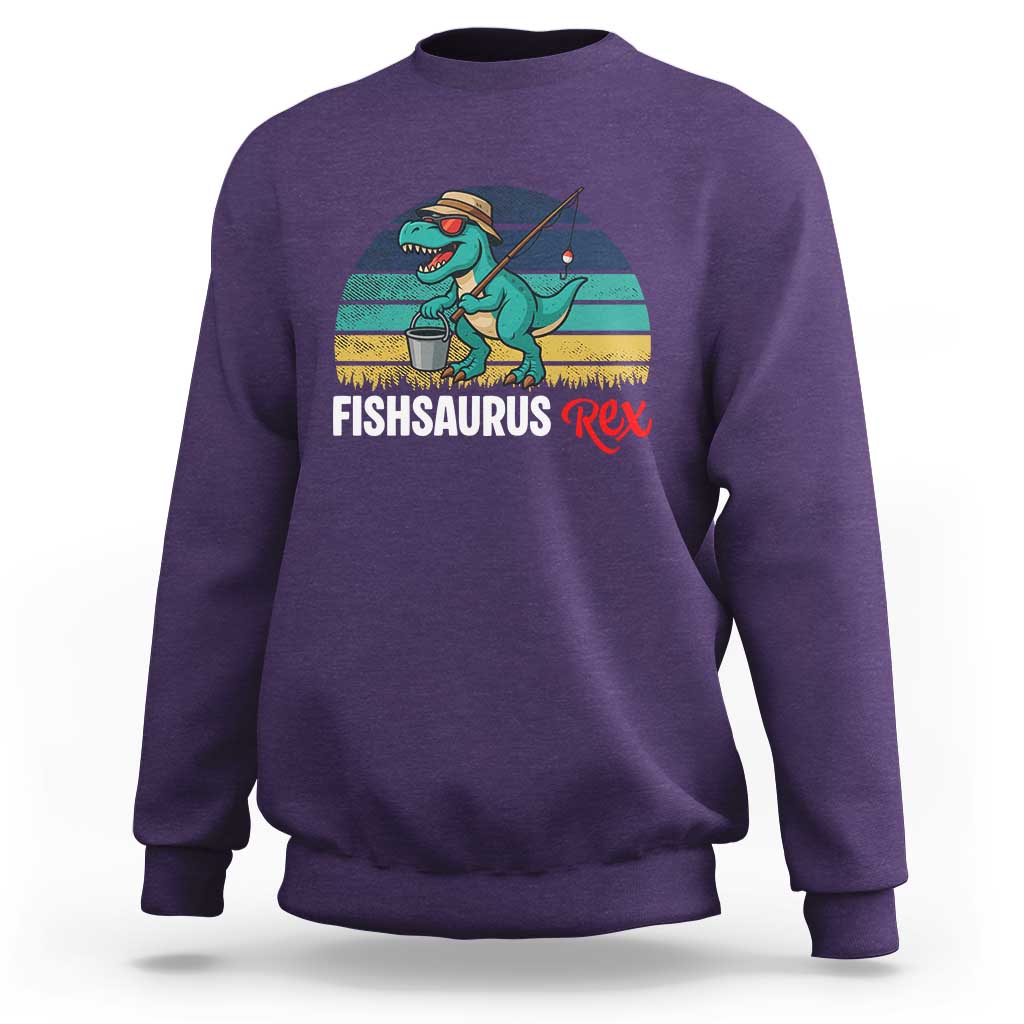 Funny Dinosaur Sweatshirt Fishsaurus Rex Fishing Lover - Wonder Print Shop