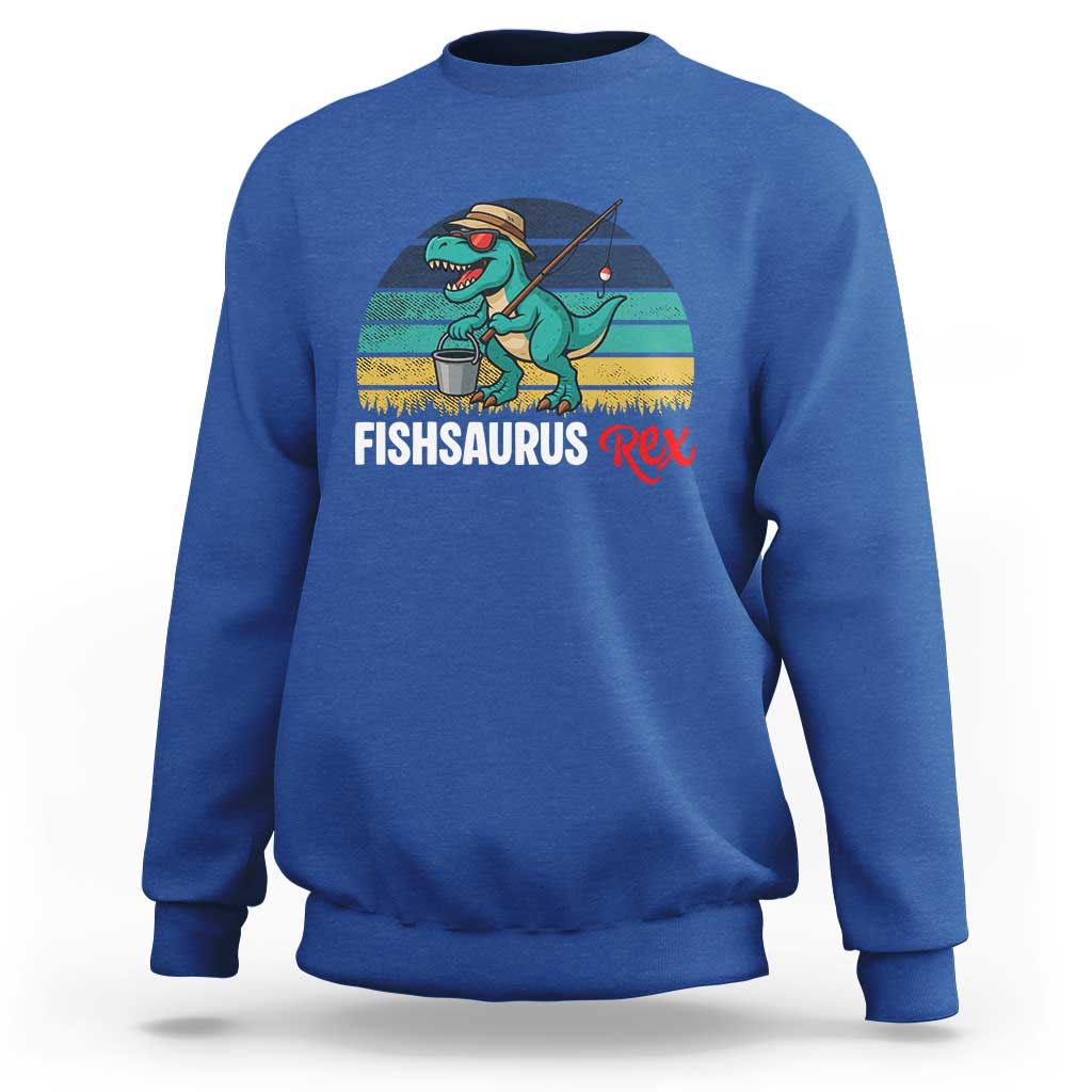 Funny Dinosaur Sweatshirt Fishsaurus Rex Fishing Lover - Wonder Print Shop