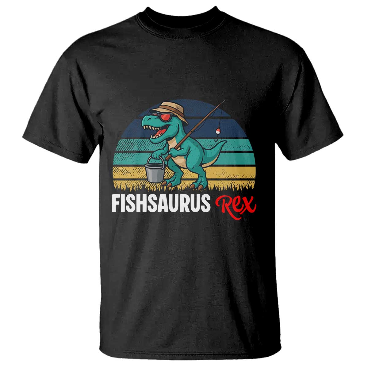 Funny Dinosaur T Shirt Fishsaurus Rex Fishing Lover - Wonder Print Shop