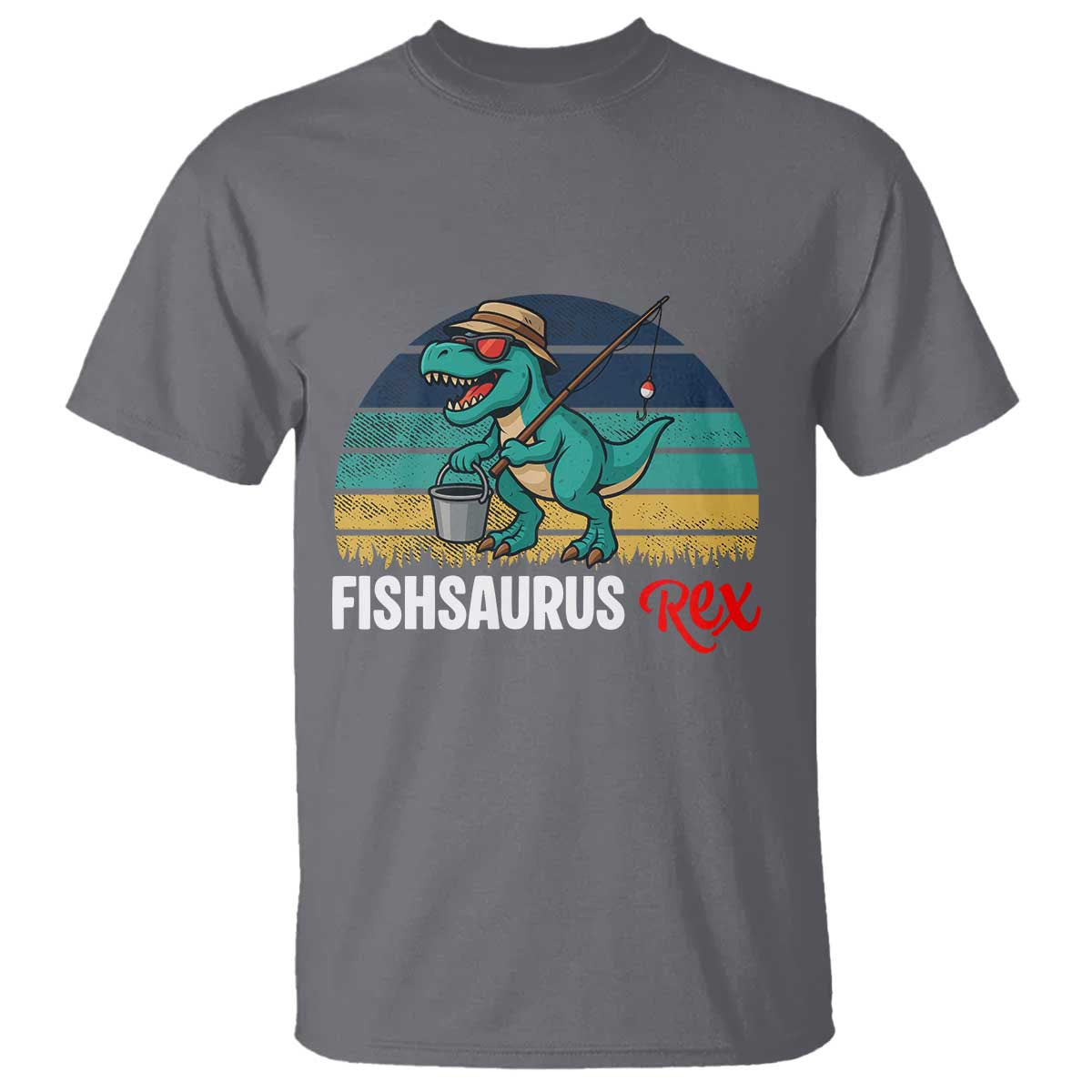 Funny Dinosaur T Shirt Fishsaurus Rex Fishing Lover - Wonder Print Shop