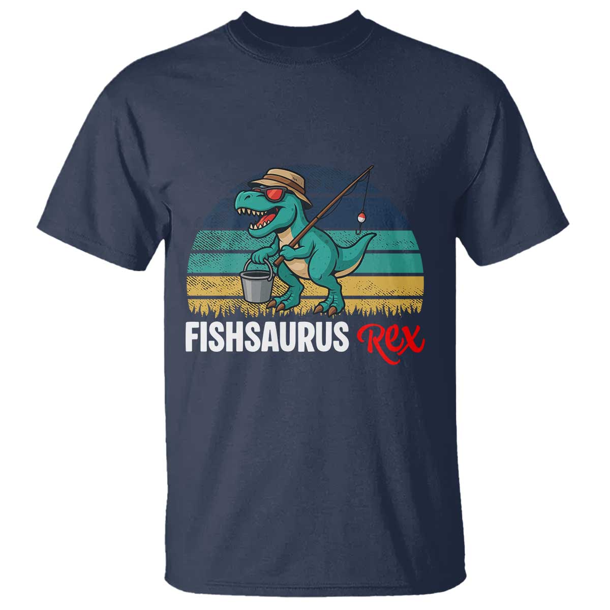 Funny Dinosaur T Shirt Fishsaurus Rex Fishing Lover - Wonder Print Shop