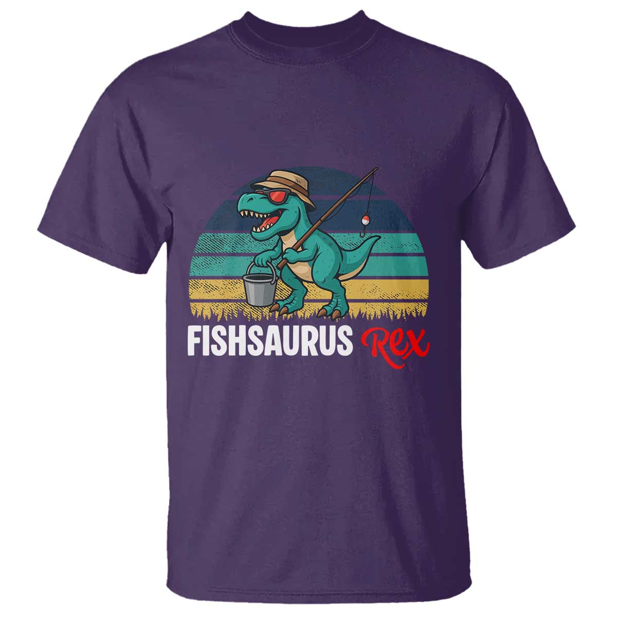 Funny Dinosaur T Shirt Fishsaurus Rex Fishing Lover - Wonder Print Shop