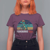Funny Dinosaur T Shirt For Women Fishsaurus Rex Fishing Lover - Wonder Print Shop