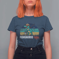 Funny Dinosaur T Shirt For Women Fishsaurus Rex Fishing Lover - Wonder Print Shop
