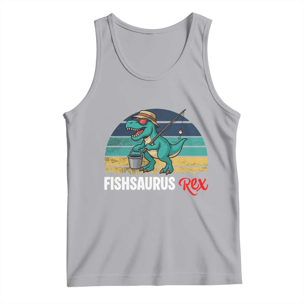 Funny Dinosaur Tank Top Fishsaurus Rex Fishing Lover - Wonder Print Shop