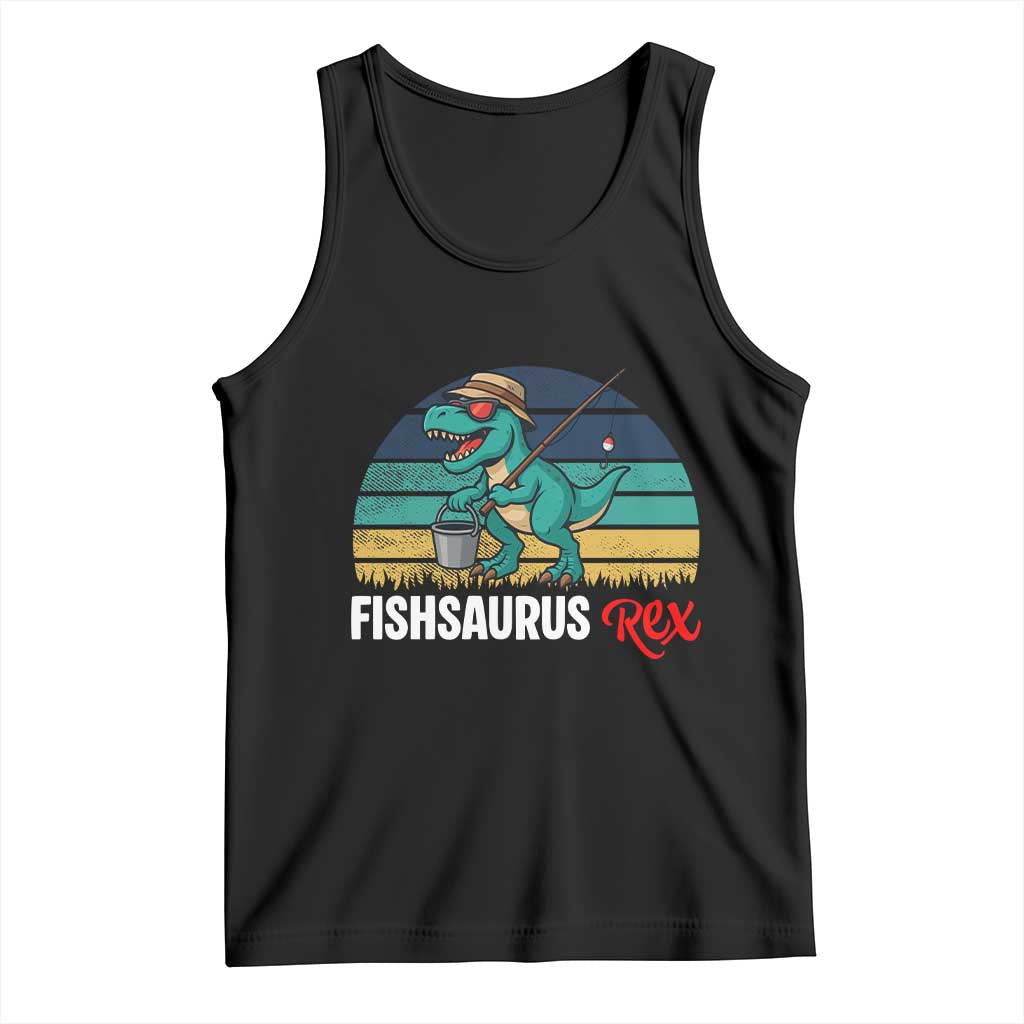 Funny Dinosaur Tank Top Fishsaurus Rex Fishing Lover - Wonder Print Shop