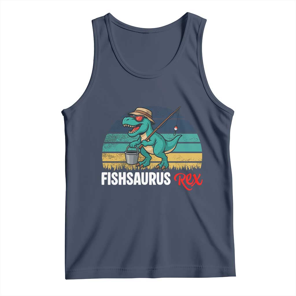 Funny Dinosaur Tank Top Fishsaurus Rex Fishing Lover - Wonder Print Shop