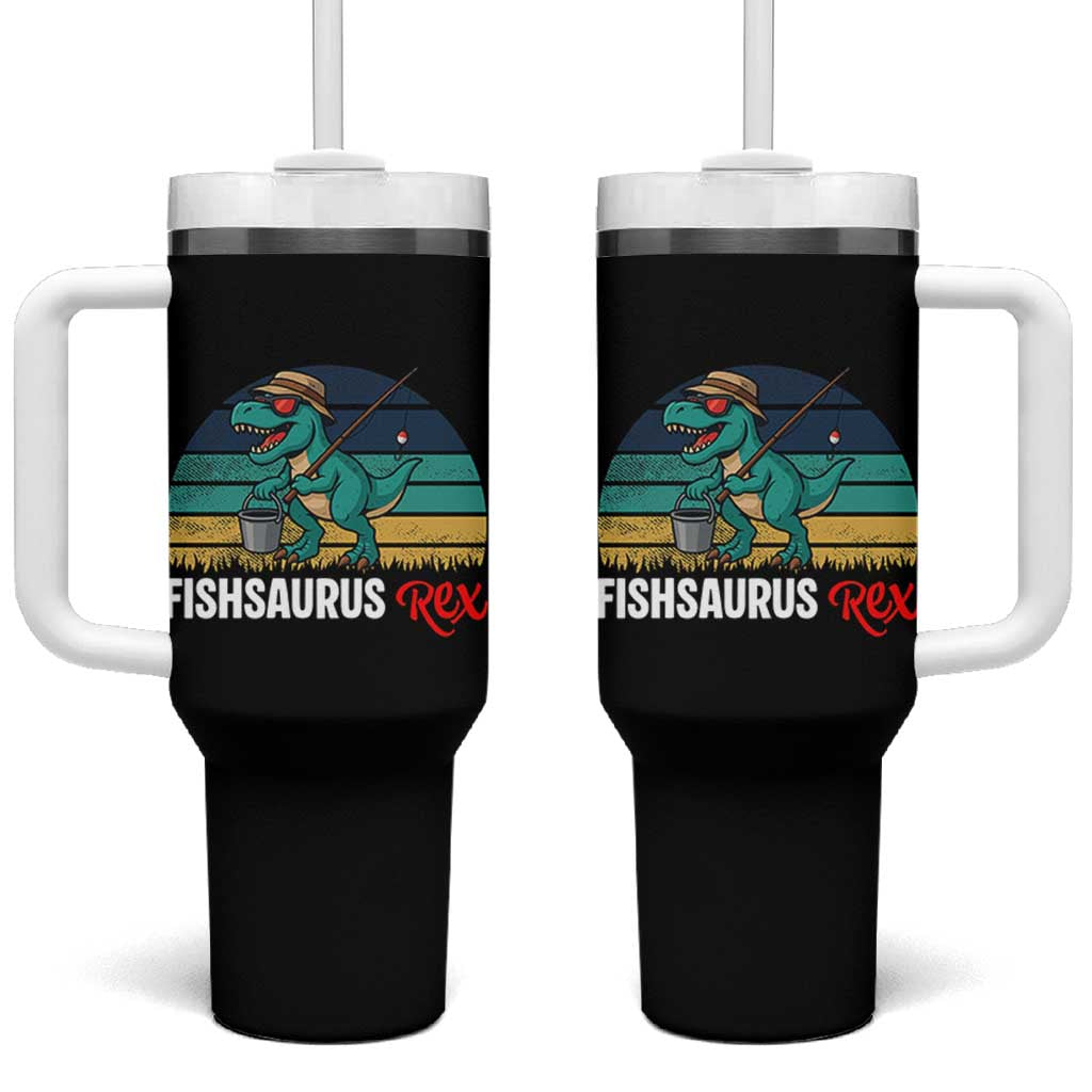 Funny Dinosaur Tumbler With Handle Fishsaurus Rex Fishing Lover