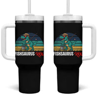 Funny Dinosaur Tumbler With Handle Fishsaurus Rex Fishing Lover