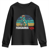 Funny Dinosaur Youth Sweatshirt Fishsaurus Rex Fishing Lover - Wonder Print Shop