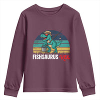 Funny Dinosaur Youth Sweatshirt Fishsaurus Rex Fishing Lover - Wonder Print Shop