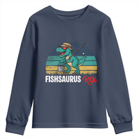 Funny Dinosaur Youth Sweatshirt Fishsaurus Rex Fishing Lover - Wonder Print Shop