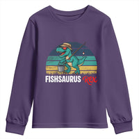 Funny Dinosaur Youth Sweatshirt Fishsaurus Rex Fishing Lover - Wonder Print Shop