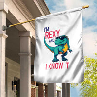 Funny Dinosaur Garden Flag I Am Rexy And I Know It - Wonder Print Shop
