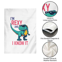 Funny Dinosaur Garden Flag I Am Rexy And I Know It - Wonder Print Shop