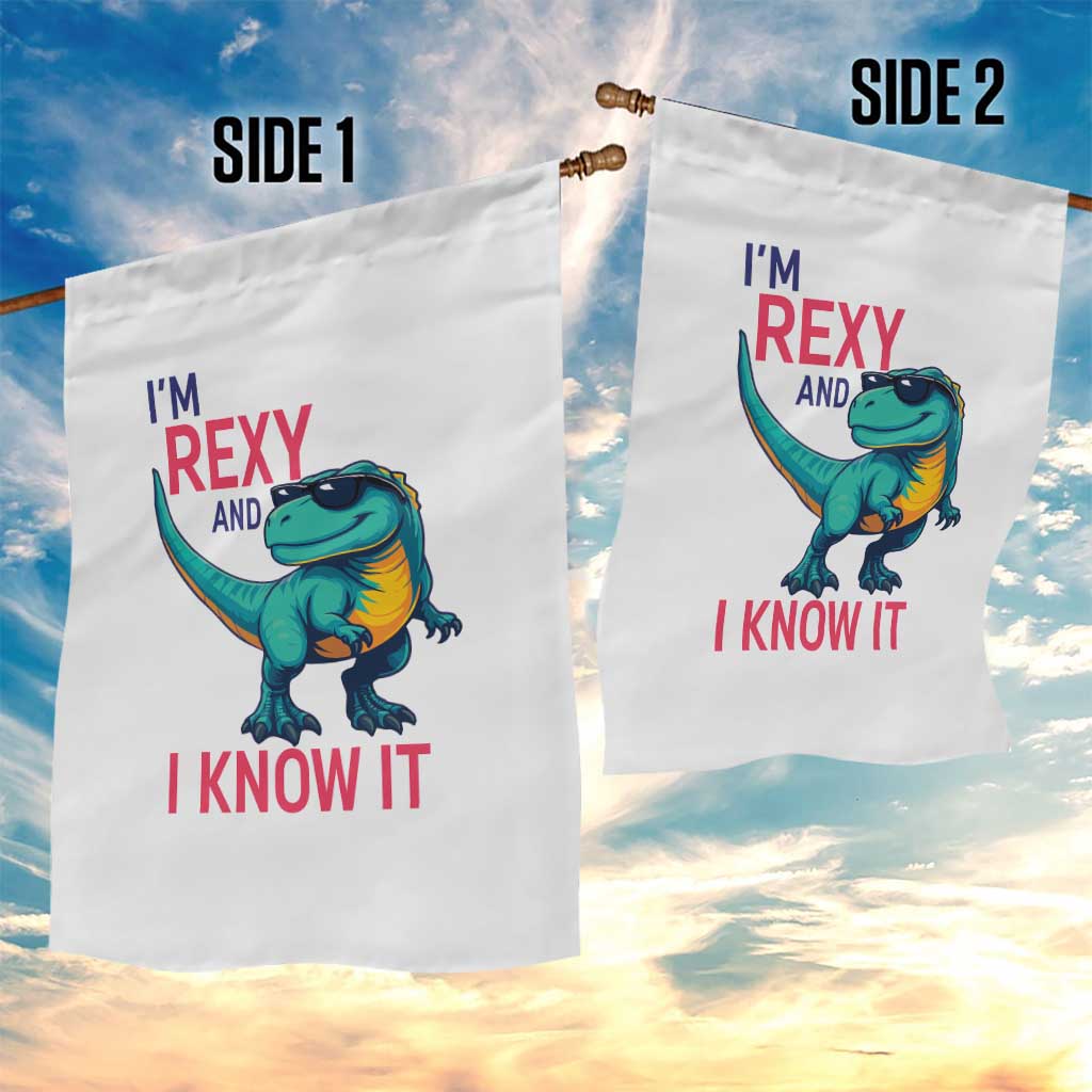 Funny Dinosaur Garden Flag I Am Rexy And I Know It - Wonder Print Shop