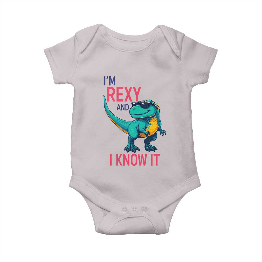 Funny Dinosaur Baby Onesie I Am Rexy And I Know It - Wonder Print Shop