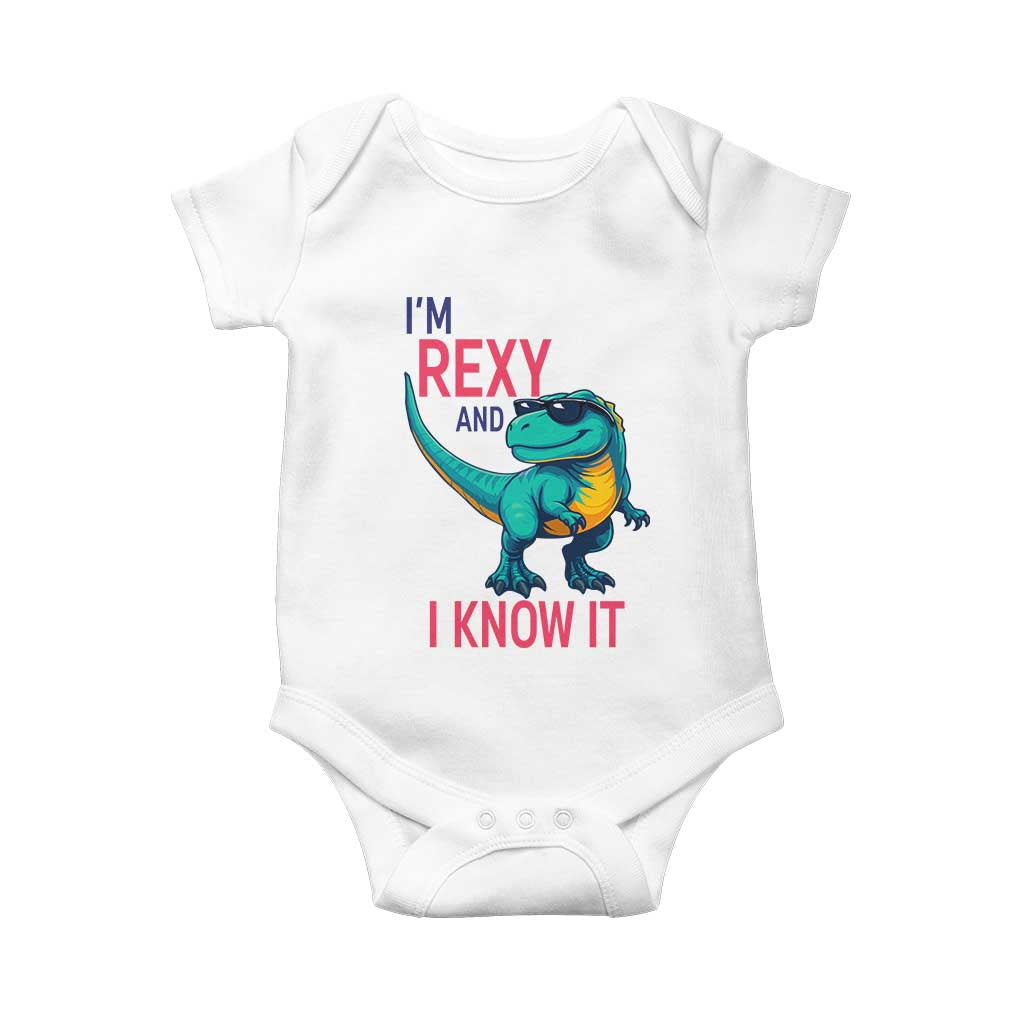 Funny Dinosaur Baby Onesie I Am Rexy And I Know It - Wonder Print Shop