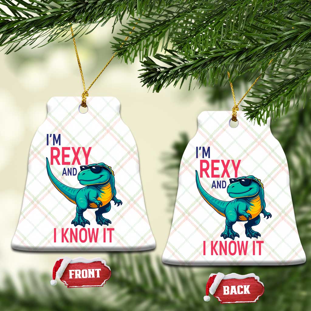 Funny Dinosaur Ceramic Ornament I Am Rexy And I Know It - Wonder Print Shop