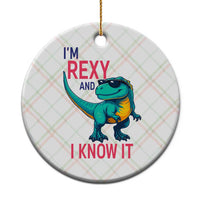 Funny Dinosaur Ceramic Ornament I Am Rexy And I Know It - Wonder Print Shop