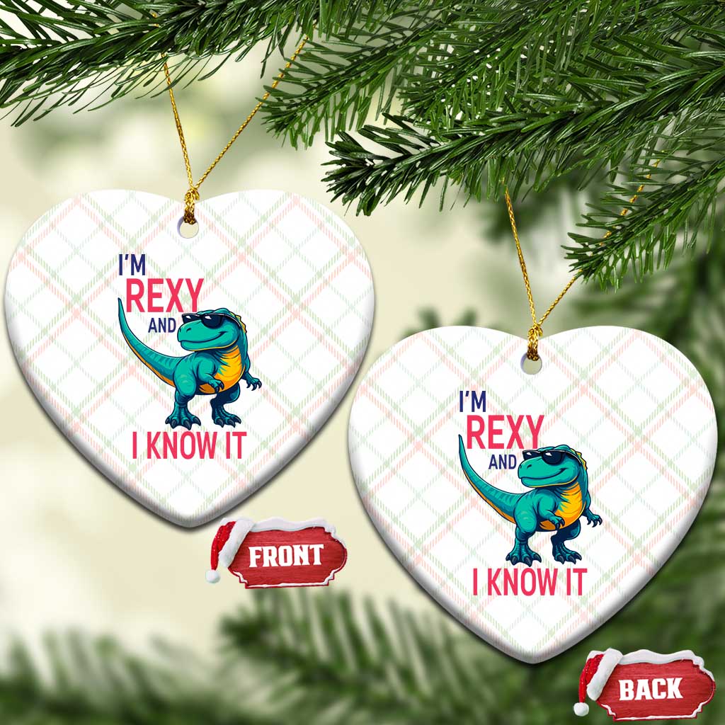 Funny Dinosaur Ceramic Ornament I Am Rexy And I Know It - Wonder Print Shop