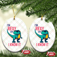Funny Dinosaur Ceramic Ornament I Am Rexy And I Know It - Wonder Print Shop