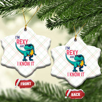 Funny Dinosaur Ceramic Ornament I Am Rexy And I Know It - Wonder Print Shop