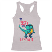 Funny Dinosaur Racerback Tank Top I Am Rexy And I Know It - Wonder Print Shop
