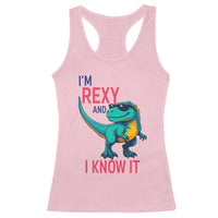 Funny Dinosaur Racerback Tank Top I Am Rexy And I Know It - Wonder Print Shop