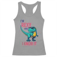 Funny Dinosaur Racerback Tank Top I Am Rexy And I Know It - Wonder Print Shop