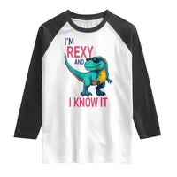 Funny Dinosaur Raglan Shirt I Am Rexy And I Know It - Wonder Print Shop