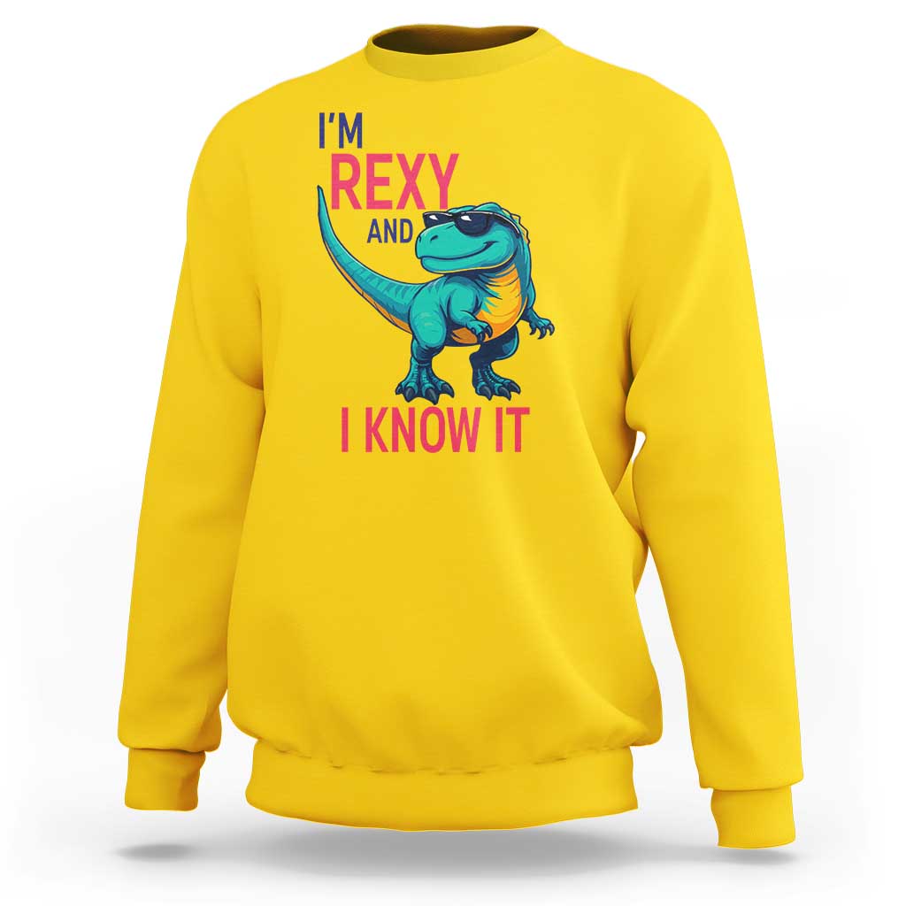 Funny Dinosaur Sweatshirt I Am Rexy And I Know It - Wonder Print Shop