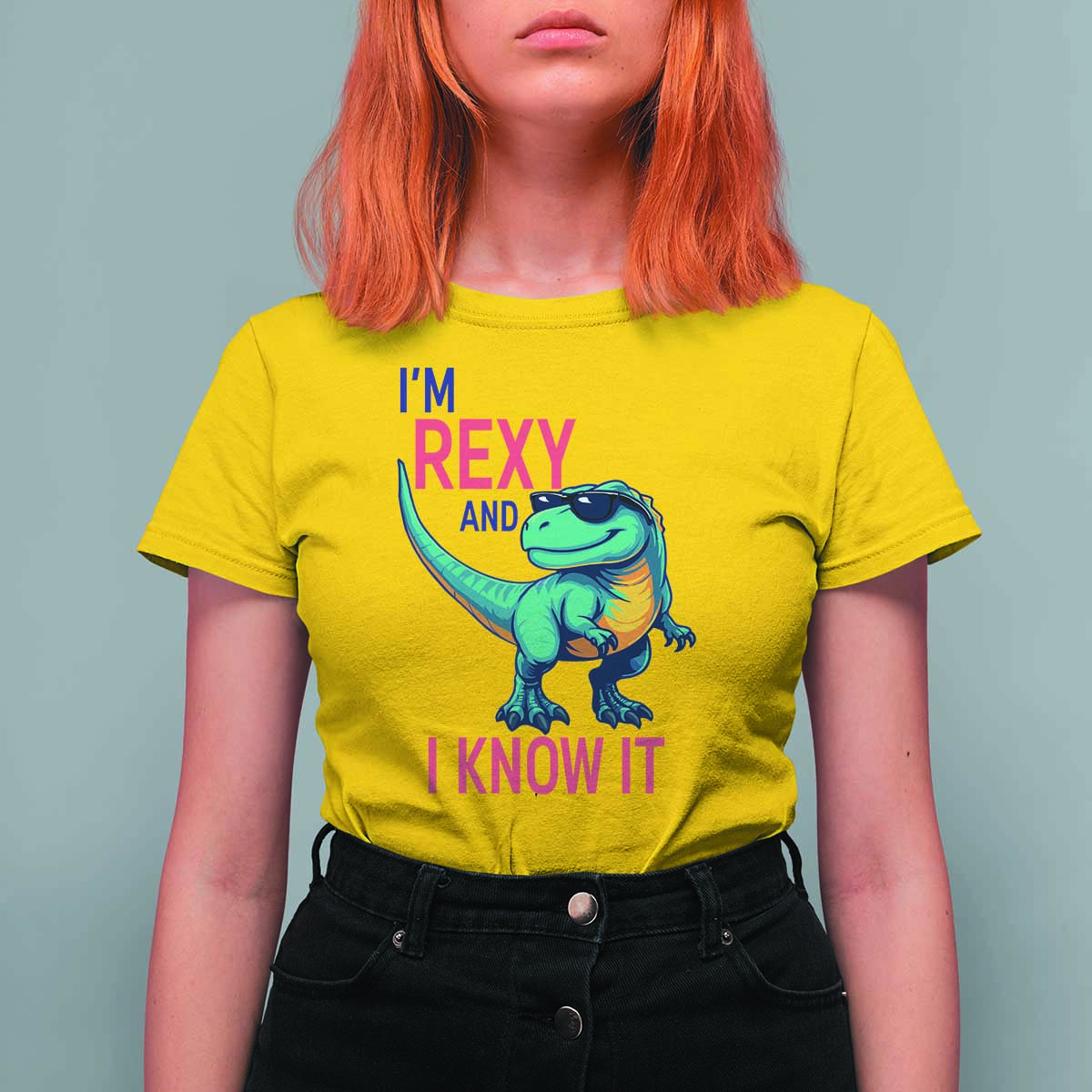 Funny Dinosaur T Shirt For Women I Am Rexy And I Know It - Wonder Print Shop