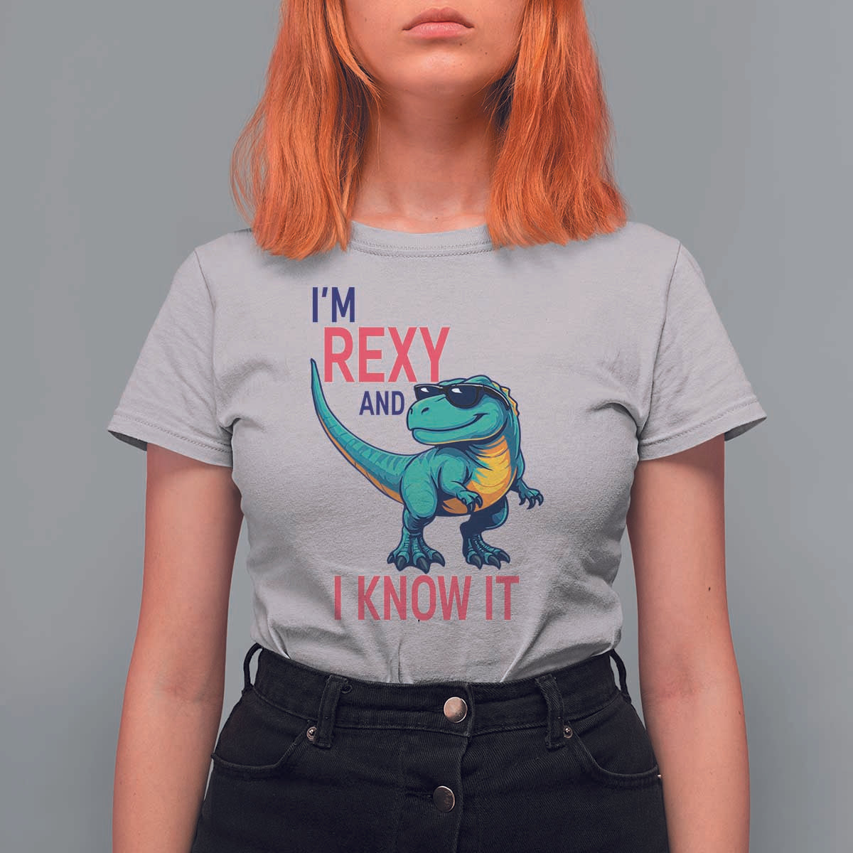 Funny Dinosaur T Shirt For Women I Am Rexy And I Know It - Wonder Print Shop