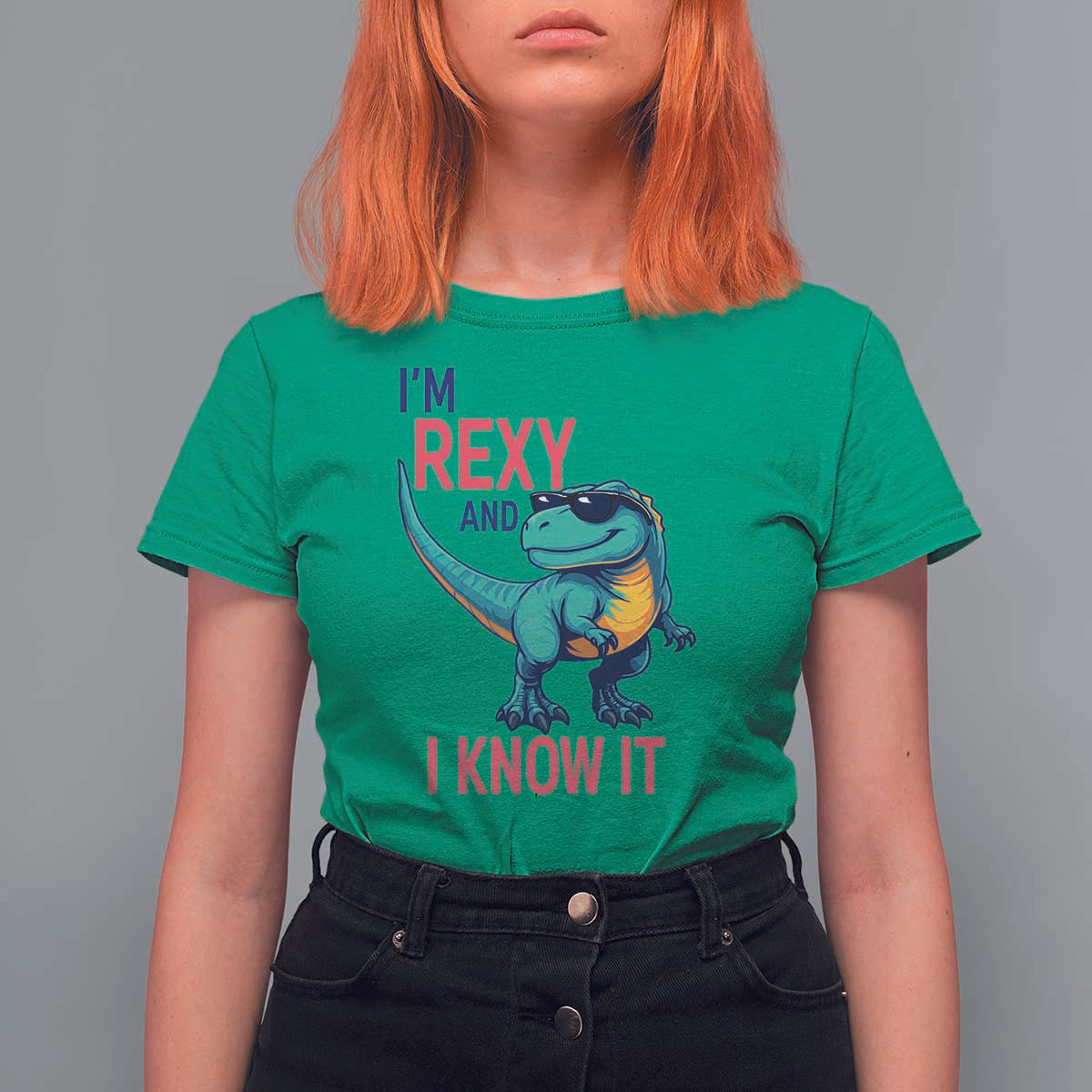 Funny Dinosaur T Shirt For Women I Am Rexy And I Know It - Wonder Print Shop