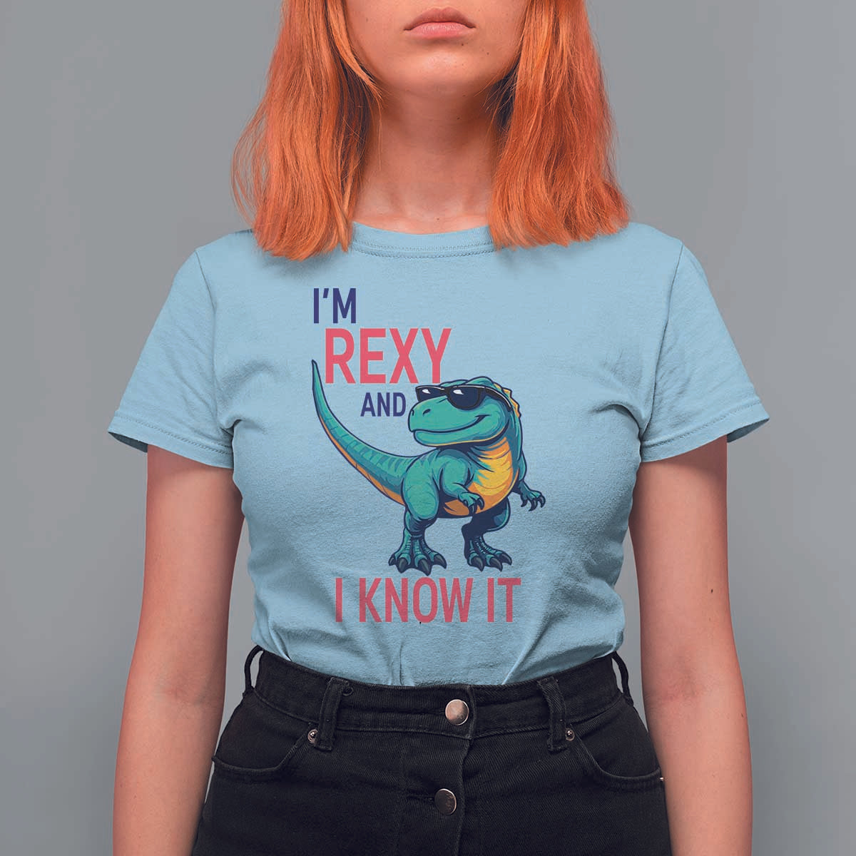 Funny Dinosaur T Shirt For Women I Am Rexy And I Know It - Wonder Print Shop