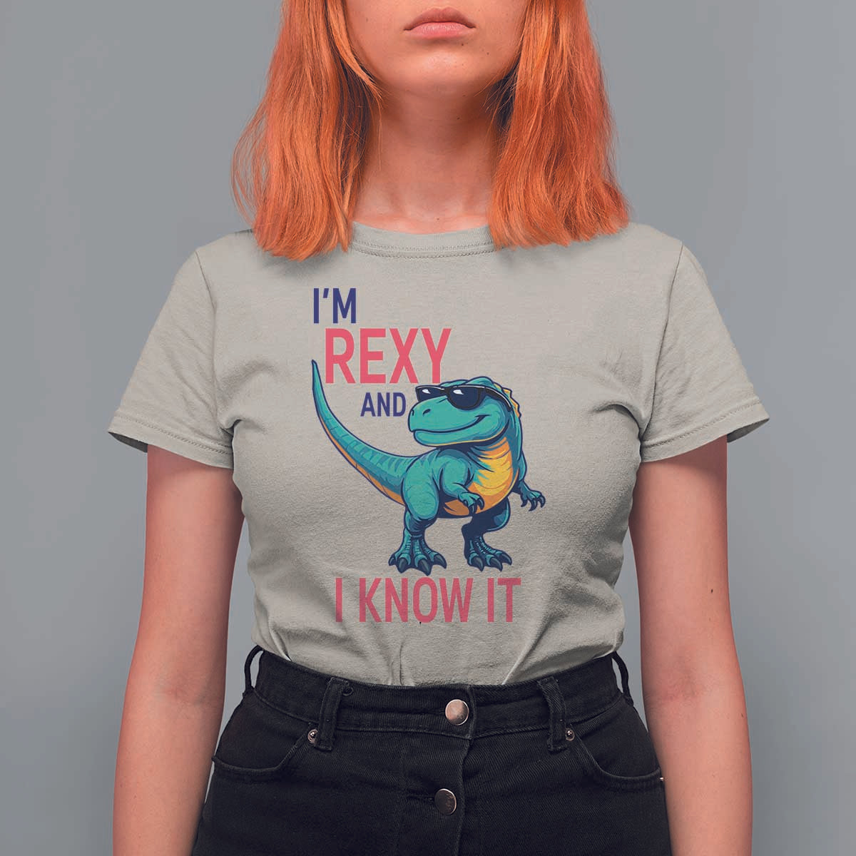 Funny Dinosaur T Shirt For Women I Am Rexy And I Know It - Wonder Print Shop