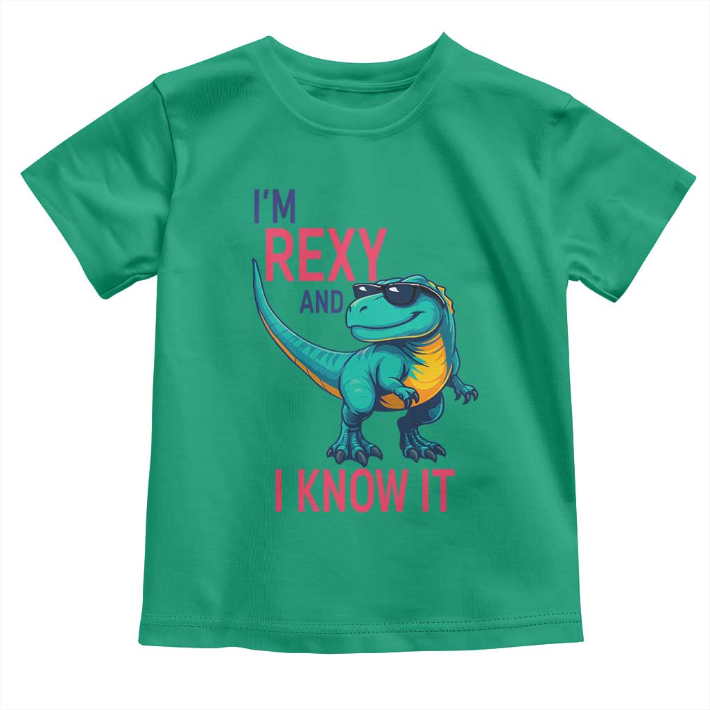 Funny Dinosaur Toddler T Shirt I Am Rexy And I Know It - Wonder Print Shop