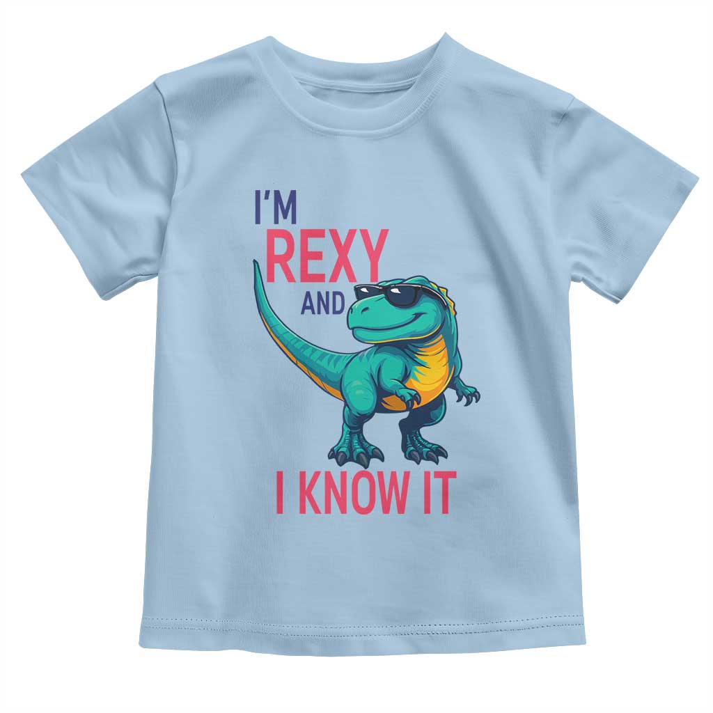 Funny Dinosaur Toddler T Shirt I Am Rexy And I Know It - Wonder Print Shop