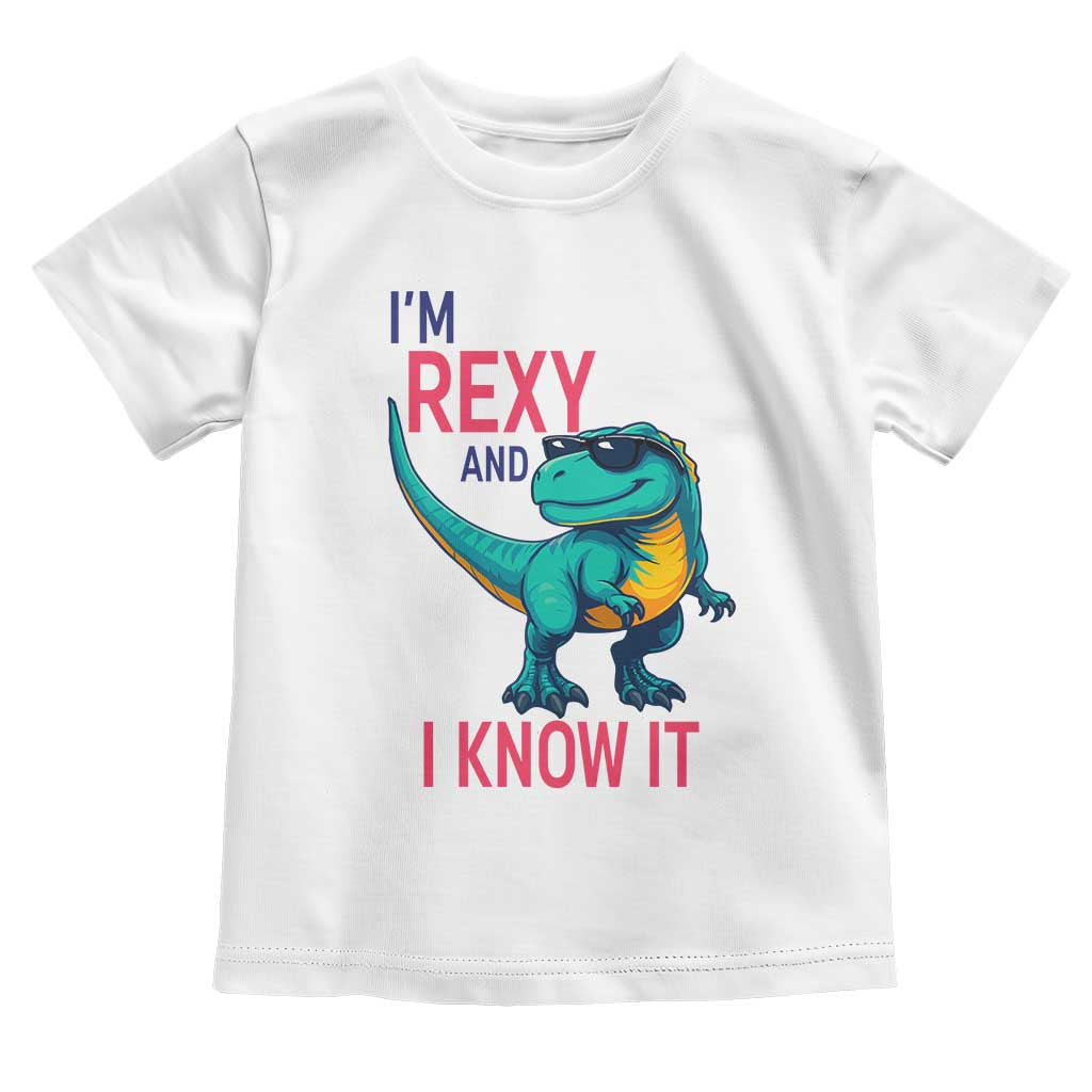 Funny Dinosaur Toddler T Shirt I Am Rexy And I Know It - Wonder Print Shop