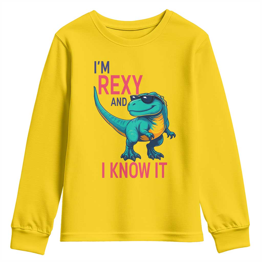 Funny Dinosaur Youth Sweatshirt I Am Rexy And I Know It - Wonder Print Shop