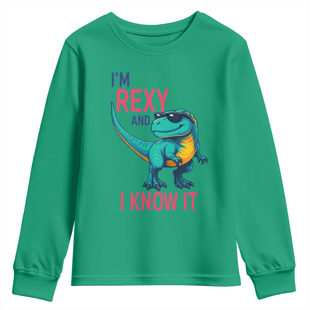 Funny Dinosaur Youth Sweatshirt I Am Rexy And I Know It - Wonder Print Shop