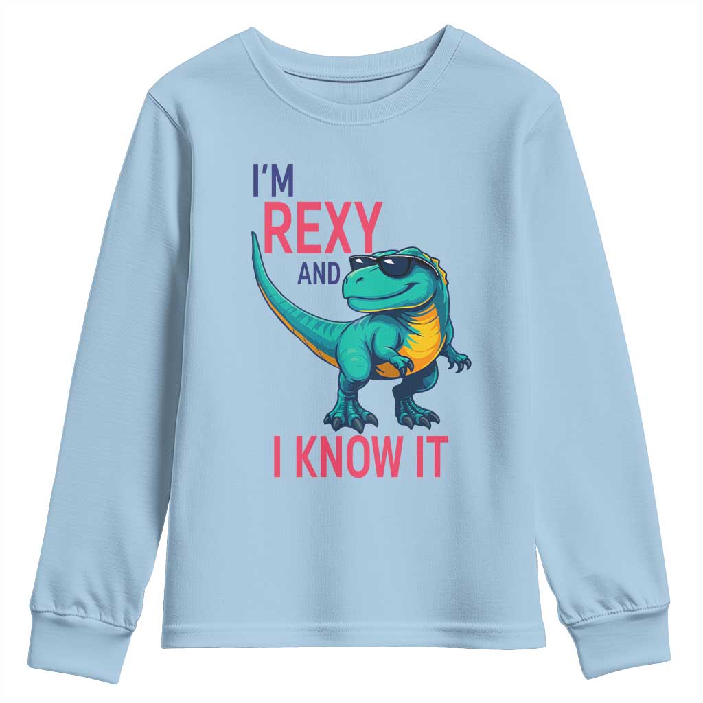 Funny Dinosaur Youth Sweatshirt I Am Rexy And I Know It - Wonder Print Shop