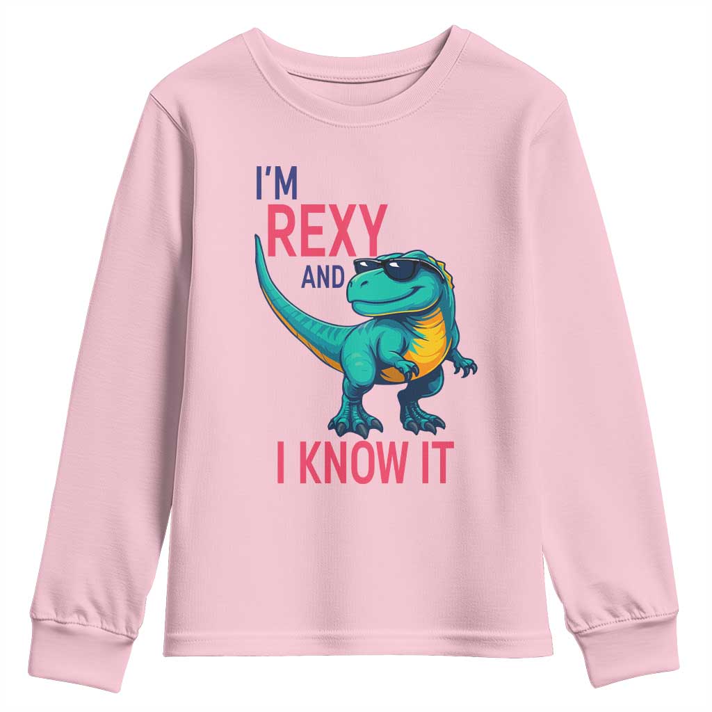 Funny Dinosaur Youth Sweatshirt I Am Rexy And I Know It - Wonder Print Shop