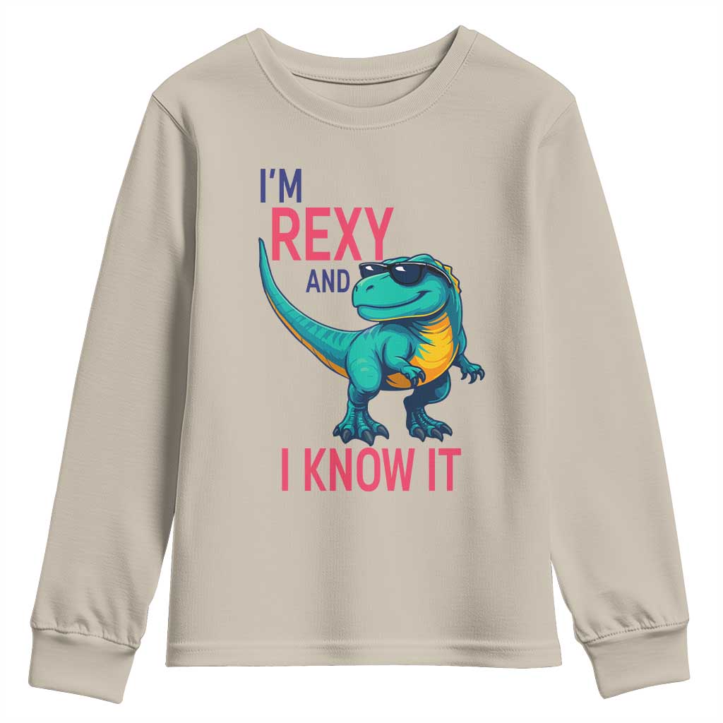 Funny Dinosaur Youth Sweatshirt I Am Rexy And I Know It - Wonder Print Shop